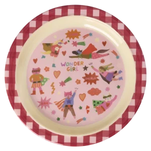 Rice melamine kinderbord Pink Hero