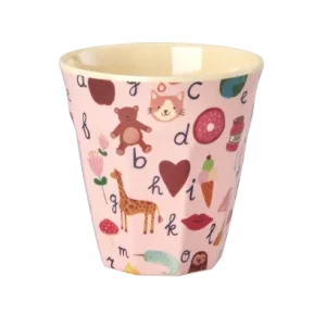 Rice melamine beker ABC Pink medium