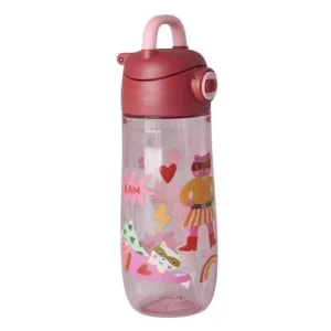 Rice plastic drinkfles roze hero print - 550 ml