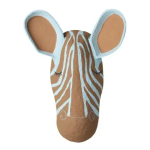 Rice Zebra papier-maché muurdecoratie blauw